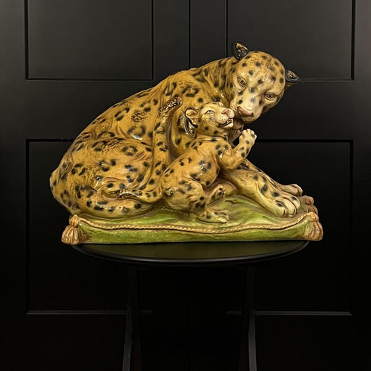 Leopard and Cub Statue
