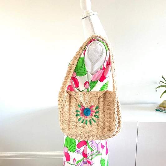 Vintage Crocheted Flower Handbag