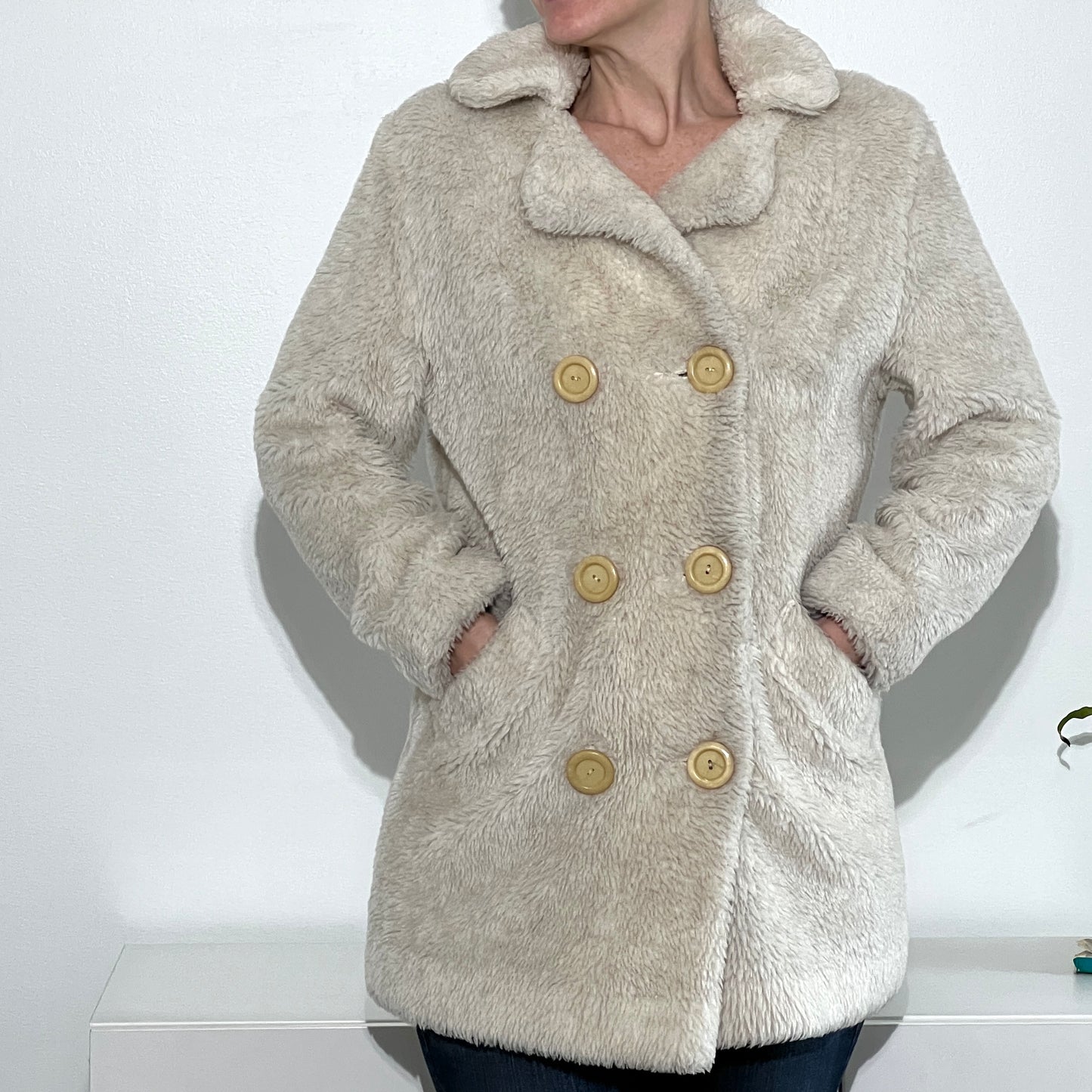Vintage Glenoit Faux Fur Cream Coat